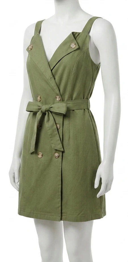 Robe Saharienne Vert Olive 100% Coton – T.36 (S)